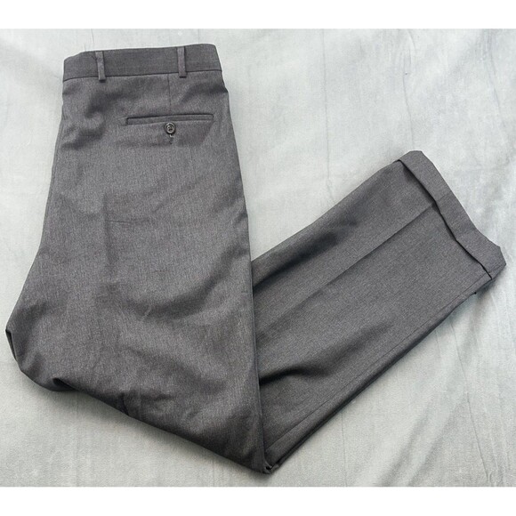 Lauren Ralph Lauen Total Comfort Dress Pants Mens 38x32 Gray Pleated Cuffed - Picture 1 of 11